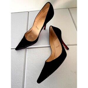 Christian Louboutin Decoltissimo Women's Pump 7.5 Black Slip On Stiletto Heel